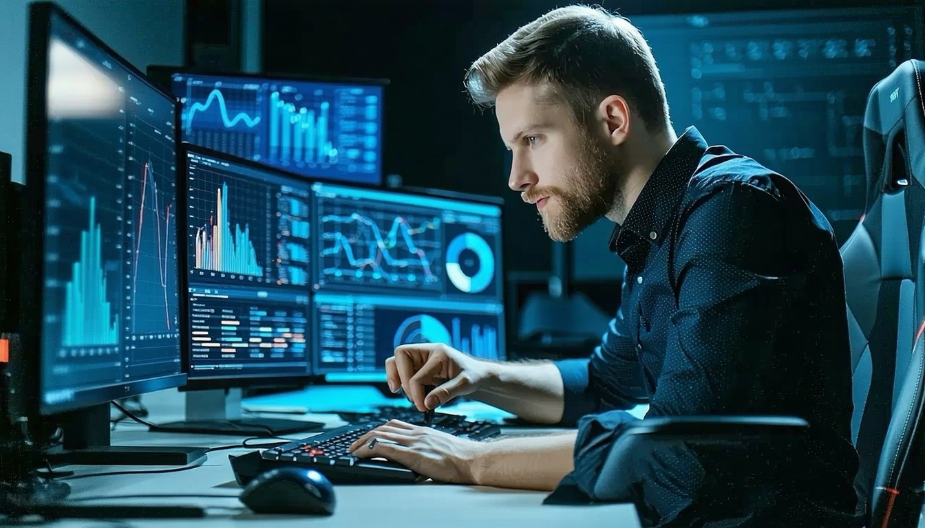 Software engineer analysing data